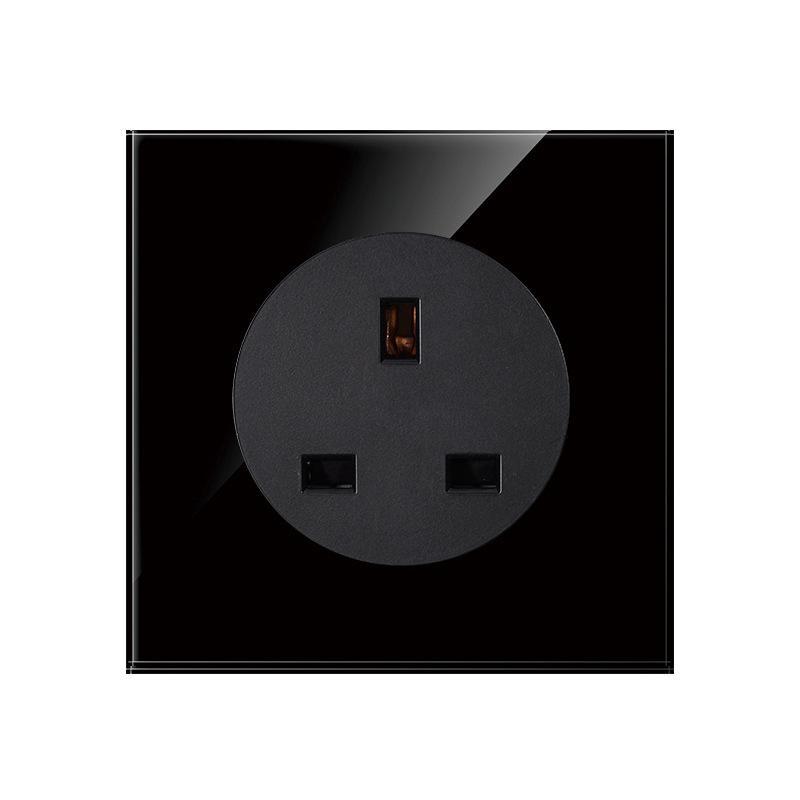 2022 New Black Glass Panel USB Wall Socket EU, Push Wall Switch with LED Indicator Light, UK 13A Wall Socket Switches