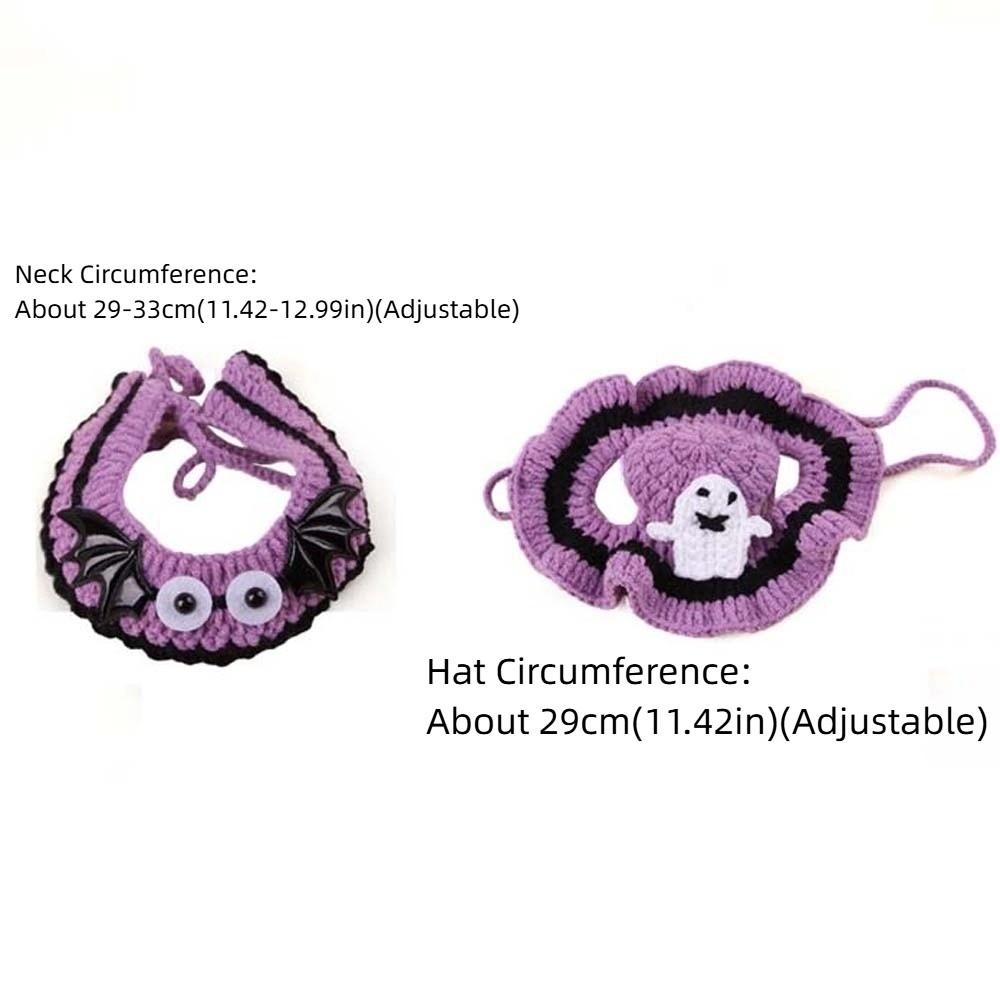 Kleidung Halloween Katze Kopfbedeckung Kürbis Katze Gewebter Hut Lätzchen Halloween Haustierkostüme Festival Party