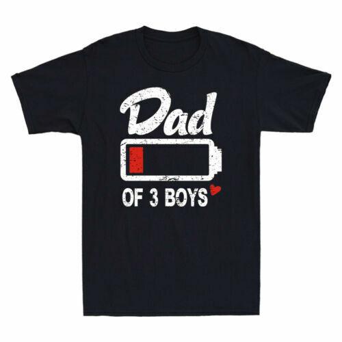 Папа 3 Сыновей Низкий Заряд Батареи Смешная Семейная Футболка Подарок на День Отца Мужская Футболка Унисекс Футболка XL