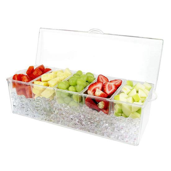 Durable Compartment Design Classify Storing Easy To Clean 5 Grids Seasoning Container with 3 Spoons Daily Use Serving Container