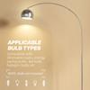 Arc Floor Lamp for Living Room, Modern Adjustable Standing Lamp with Faux Black Marble Base Silver Tone