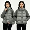 Winter new twist knitted sleeves splicing cotton clothes women's stand-up collar short small thickened warm jacket