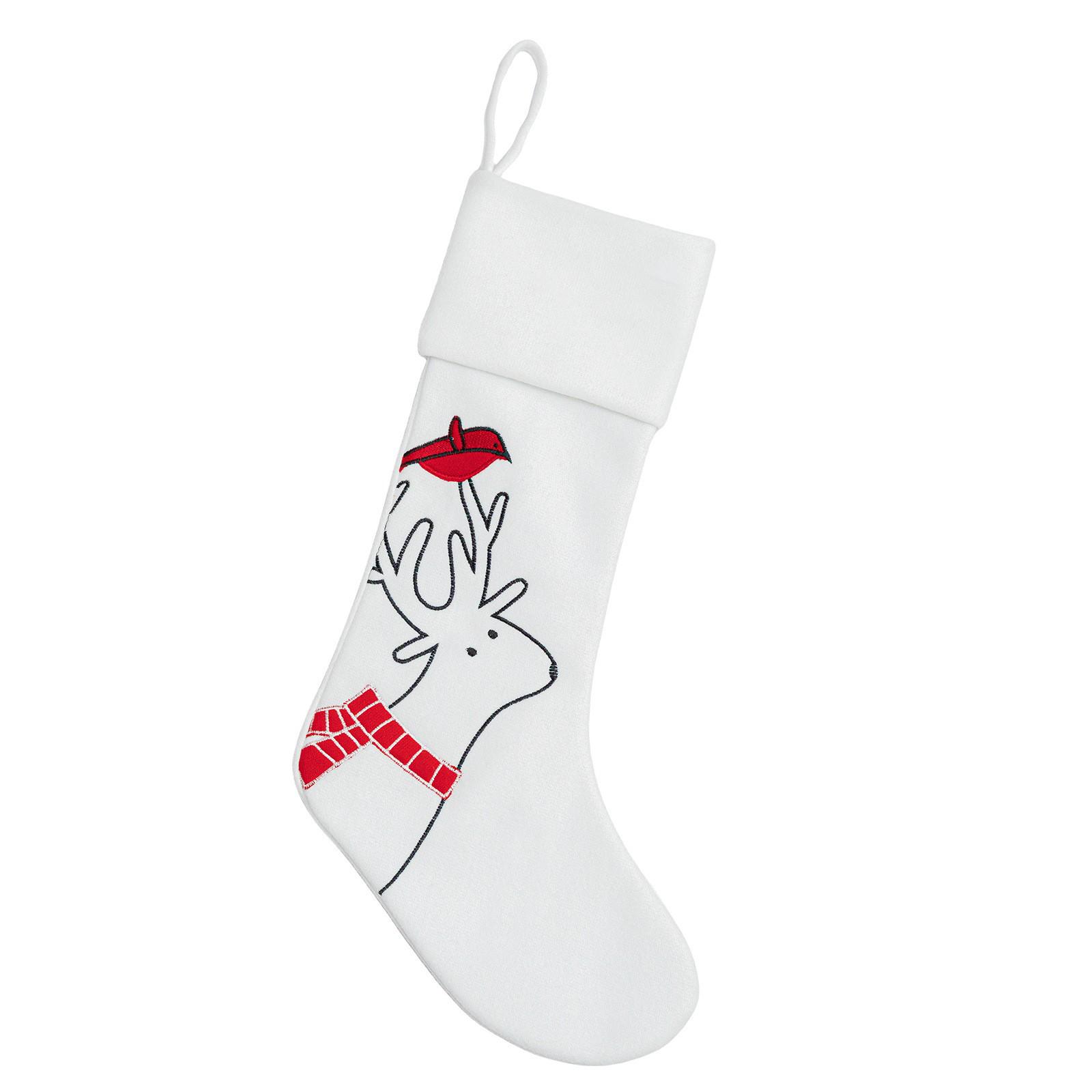 White Animal Stripe Christmas Stocking Pendant Ornament