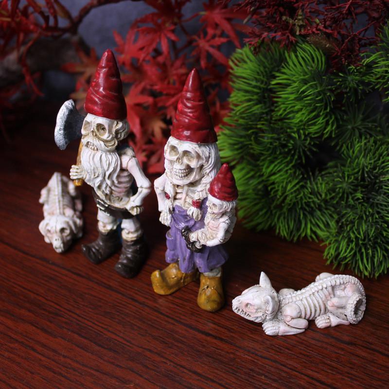 Halloween Skeleton Dwarf Resin Micro Landscape Garden Ornament For Celebration And Decor