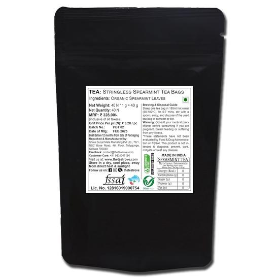 The Tea Trove Organic Spearmint Tea Bags - 40 Eco-Friendly Tea Bags (Pack Of 1), 0.04 Kg
