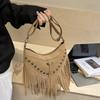 Bohemian Style Tassel Shoulder Bag Korean Ethnic Style Handbag Sweet Suede Crossbody Bag  Outdoor