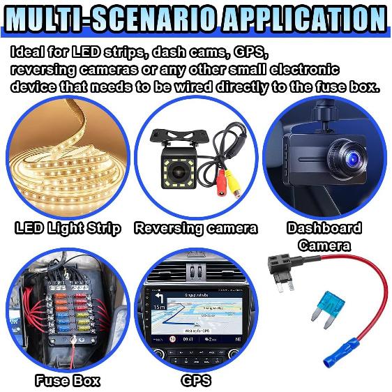 5PCS 12V Car Add-a-Circuit Fuse TAP Adapter, Automotive Fuse Holder with 15 Amp Blade Fuses, Mini ATM APM Blade Fuses Holder for Cars, Trucks, Boats