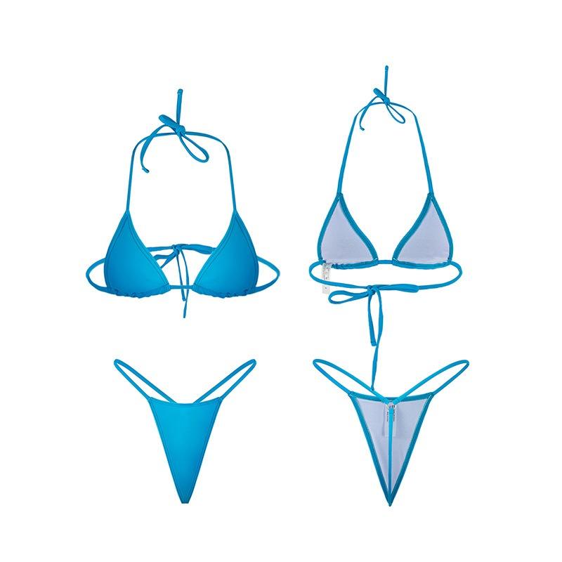 Swimsuit women's solid color three-point lace-up sexy bikini split swimsuit