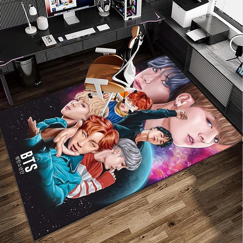 Colorful kpop Artwork Office Rug Chair Mat, Game Carpet, Suitable for Front Door, Bedroom, Living Room, Desk, Holiday Gift