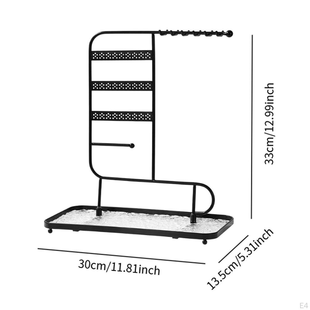 Soporte de Joyería de Arte en Hierro Estante Exhibidor de Joyas Decorativo con Ganchos Organizador de Pendientes Collares