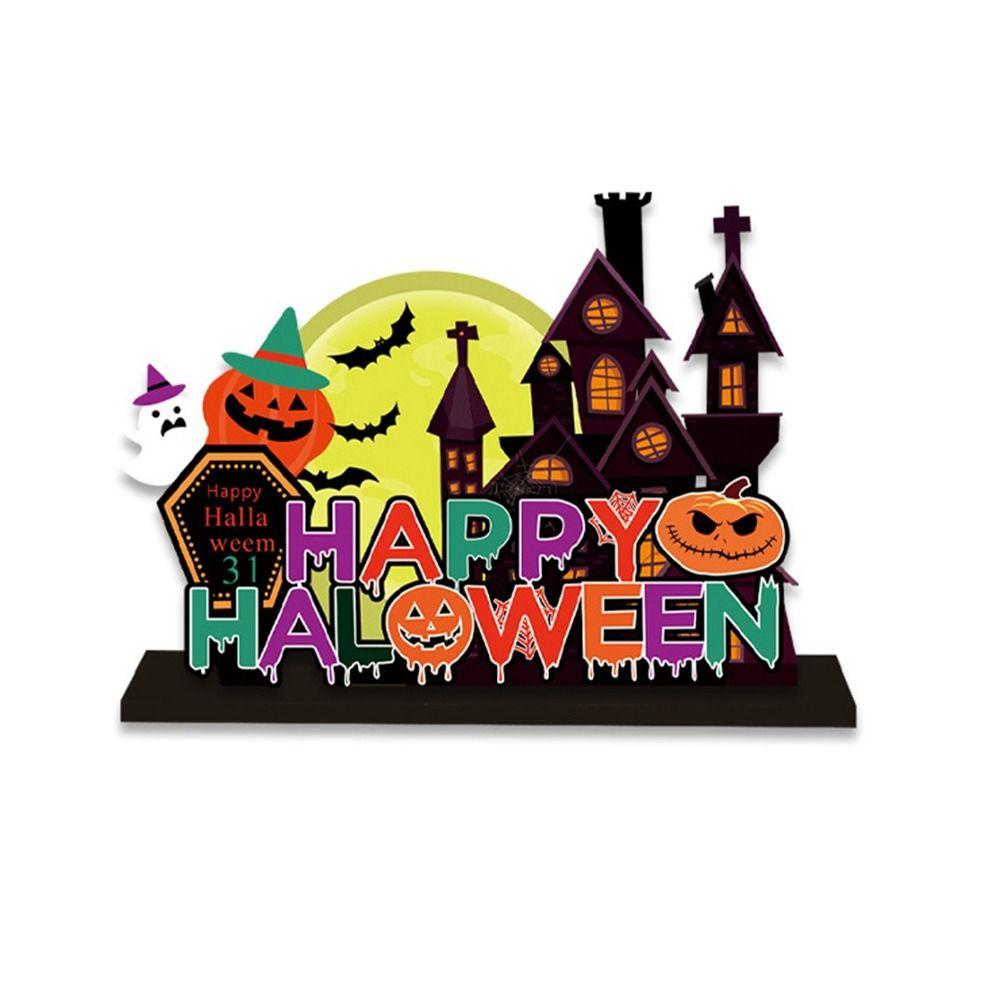 3D Halloween Wooden Ornaments Cute Halloween Decoration Props Ghost Desktop Ornament  Office