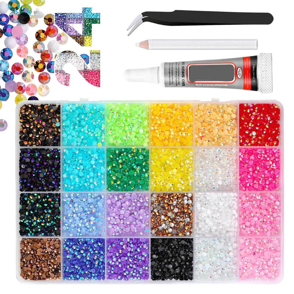 Sparkling Resin Diamonds 6mm Round Flat Back Rhinestones Resin Texture Suitable for Nail Art Crafting and Cosplaying