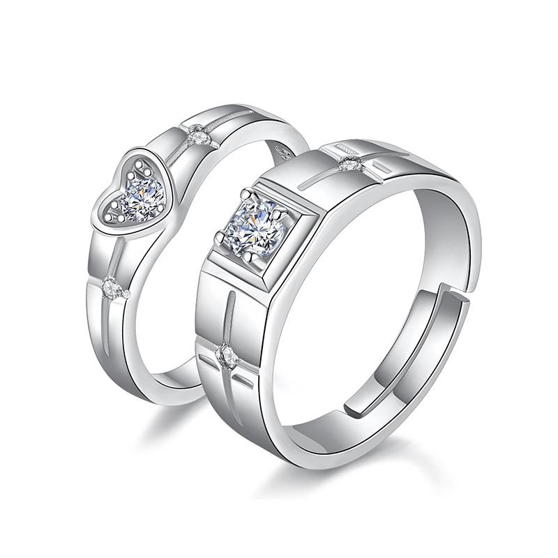 Classic Couple Rings For Men Women CZ Stone Trendy Wedding Lovers' Ring Jewelry Romantic Valentine's Day Present Ring Accessory