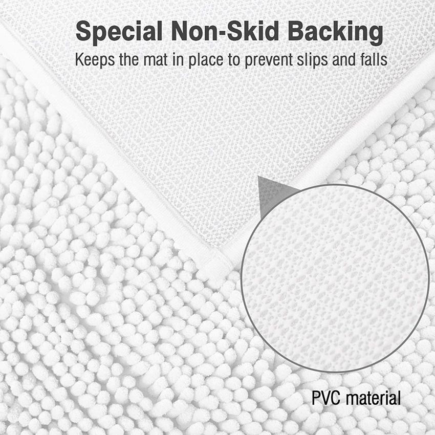 Zottige Chenille Badematte Rutschfeste PVC-Unterseite für Badezimmer Toilette Badewanne Teppich Fußmatte Weiche Mikrofaser Große Saugfähigkeit Teppich