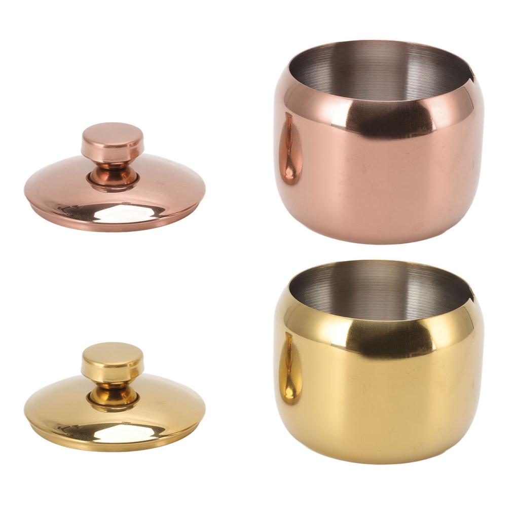 Stainless Steel Gold Seasoning Condiment Pot Spice Salt Sugar Pepper Container Jar Storage Organizer