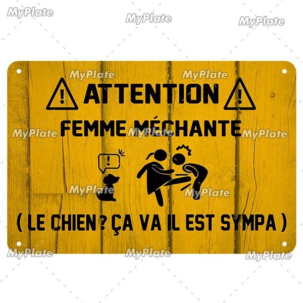[MaPalte] Vintage French Warning Sign Metal Sign Tin Sign Decoration Plaque Home Wall Door Decor Bar Sign Home Plate Poster