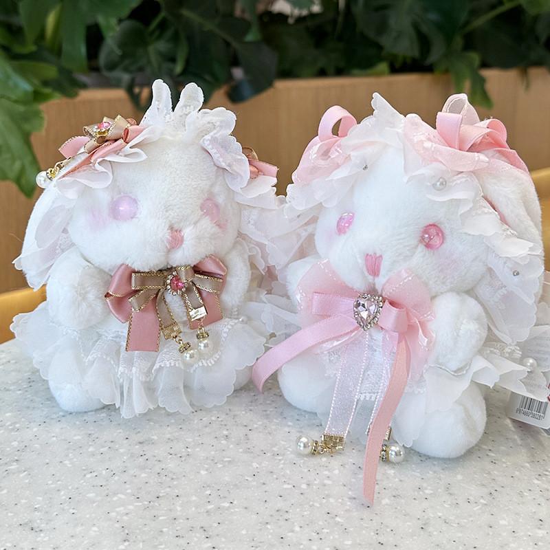 Cute Lolita Rabbit Pendant Plush Toy Soft Short Plush Doll Girl Gift Decor 14cm