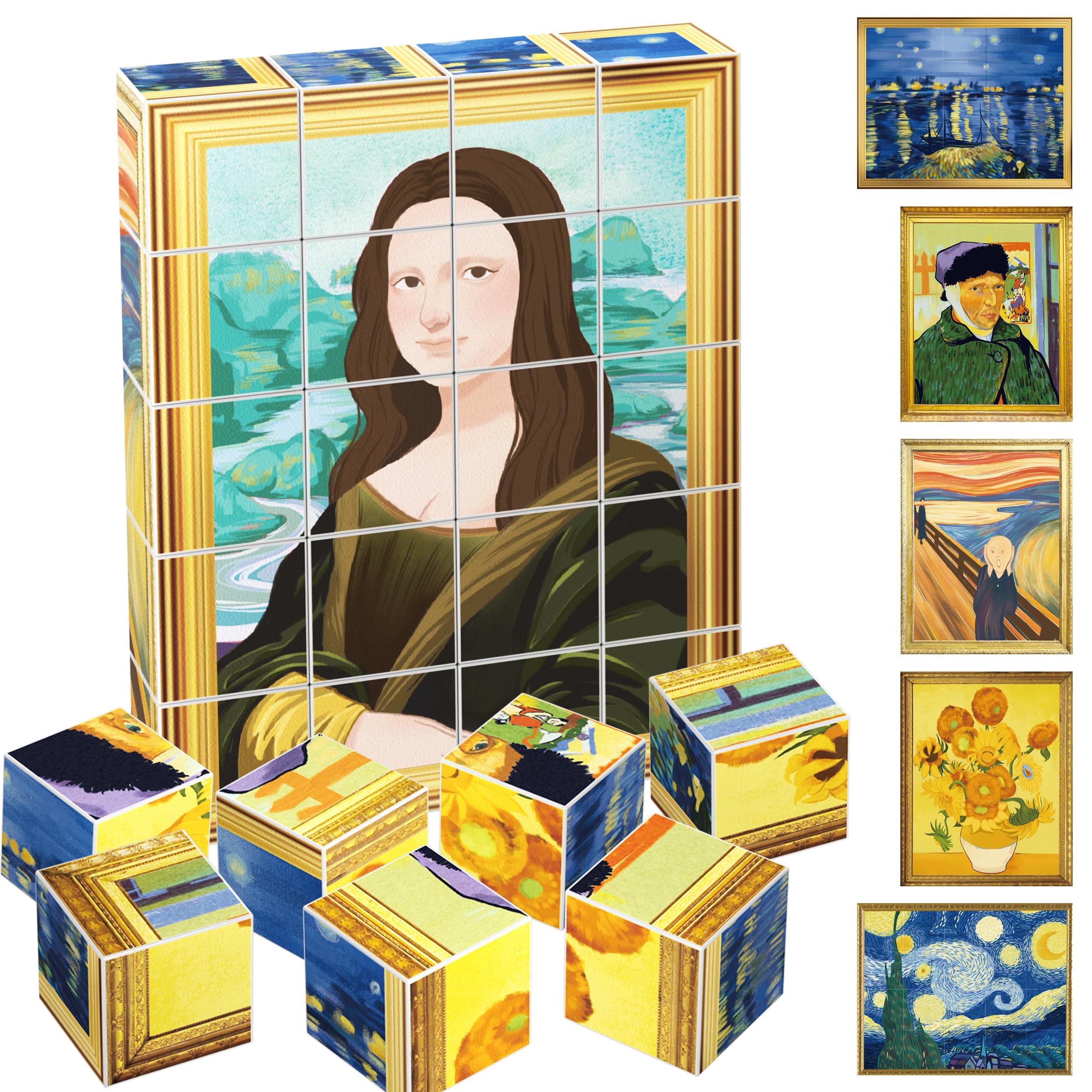 

PicassoTiles Magnetic Puzzle Building Cube Blocks for Van Gogh Mona Lisa Hand Kids Toys for Boys and Girls Ages STEM Toys for and Young Educational