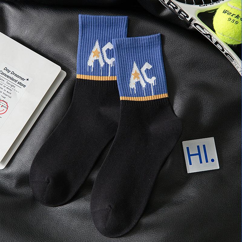 

Male Autumn New Style Personality Trend Letter Youth Sports Boneless In Tube Socks 1 pair