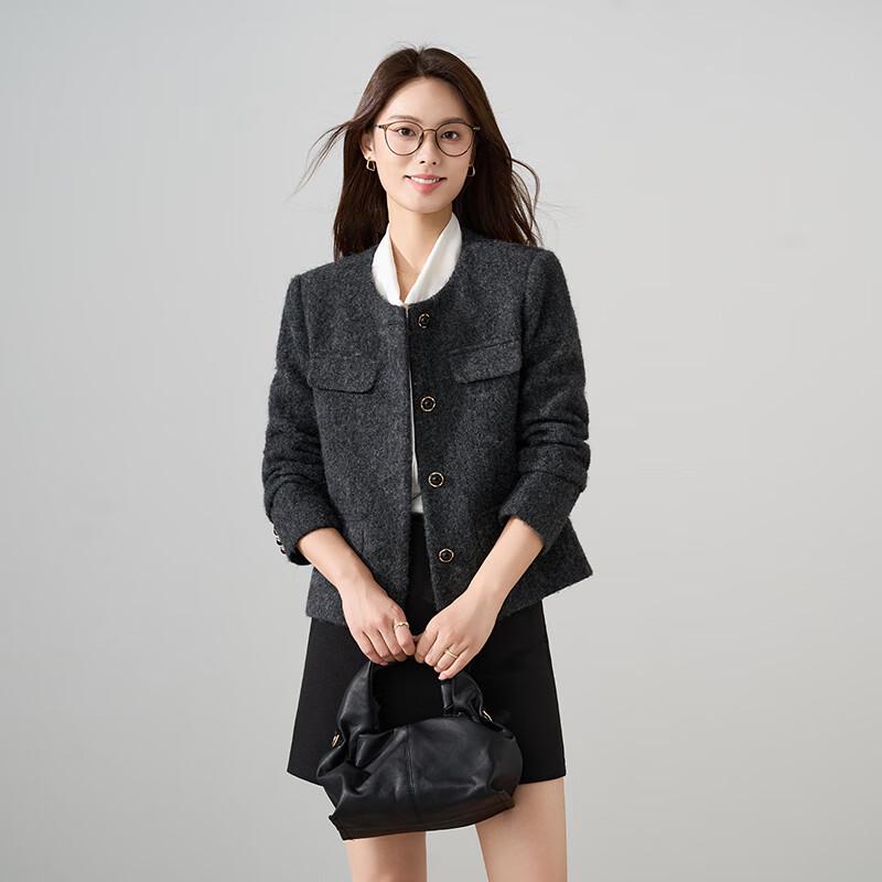 Women's Round Neck Small Fragrance Blazer Jacket