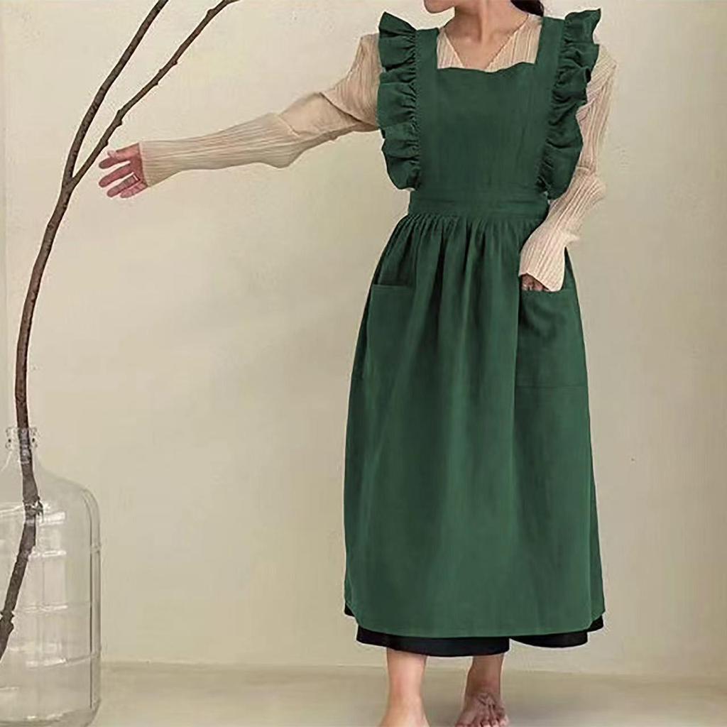 European & American Retro French-Style Ruffled Apron for Baking & Art - Large Size