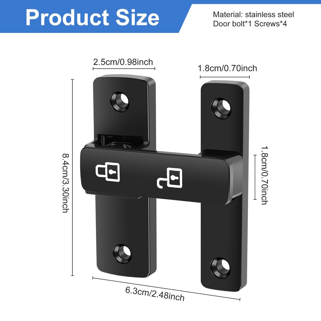 thumbnail image 2 of 90 Degree Barn Door Lock Heavy Duty Luminous Sliding Door Latch, Barn 2 of 10