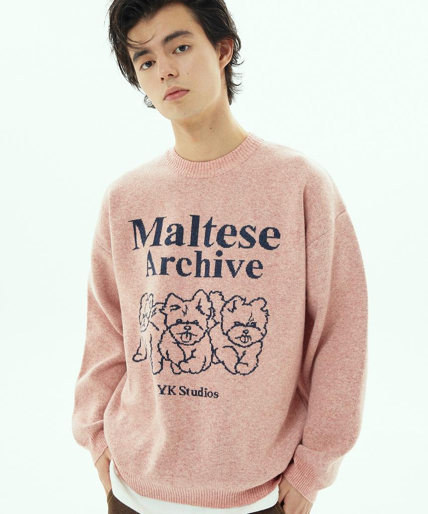 WAIKEI Maltese Archive Line Graphic Knit Pink