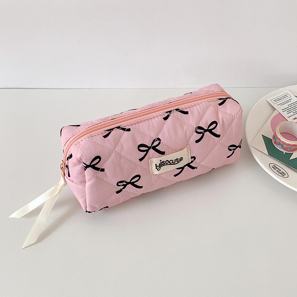 New Korean Bow Makeup Bags Woman Cosmetic Bag Portable Toiletry Bag Student Stationery Bag Pencil Case Makeup Brushes Organizer