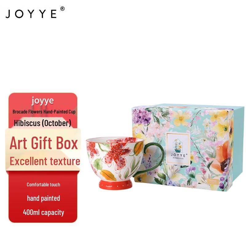 JOYYE Hand-Painted Floral Ceramic Mug