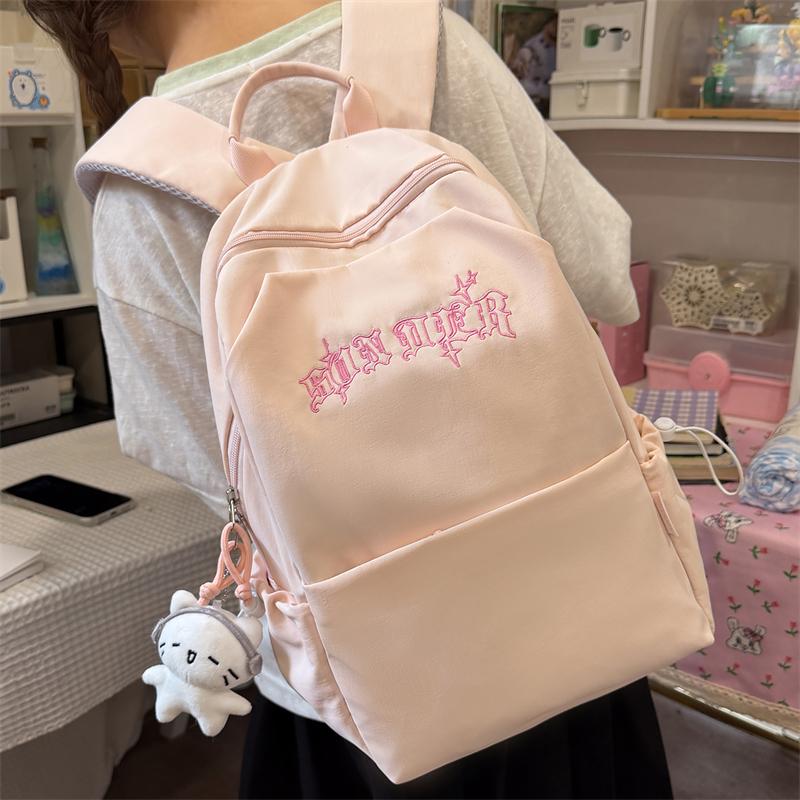 College Style Student Schoolbag Large Capacity Embroidered Backpack