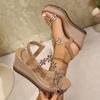 Fashion Flower Decor Wedges Sandals for Women Plus Size Shiny Crystal Chunky Platform Slippers Woman Thick Sole Comfort Non Slip Sandals