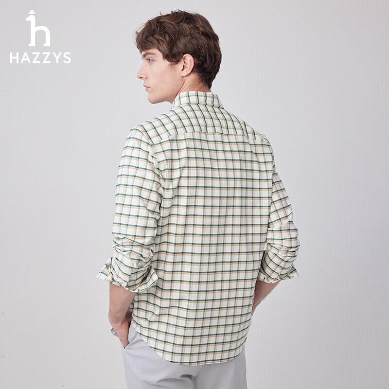 HAZZYS Men's Plaid Oxford Long Sleeve Shirt