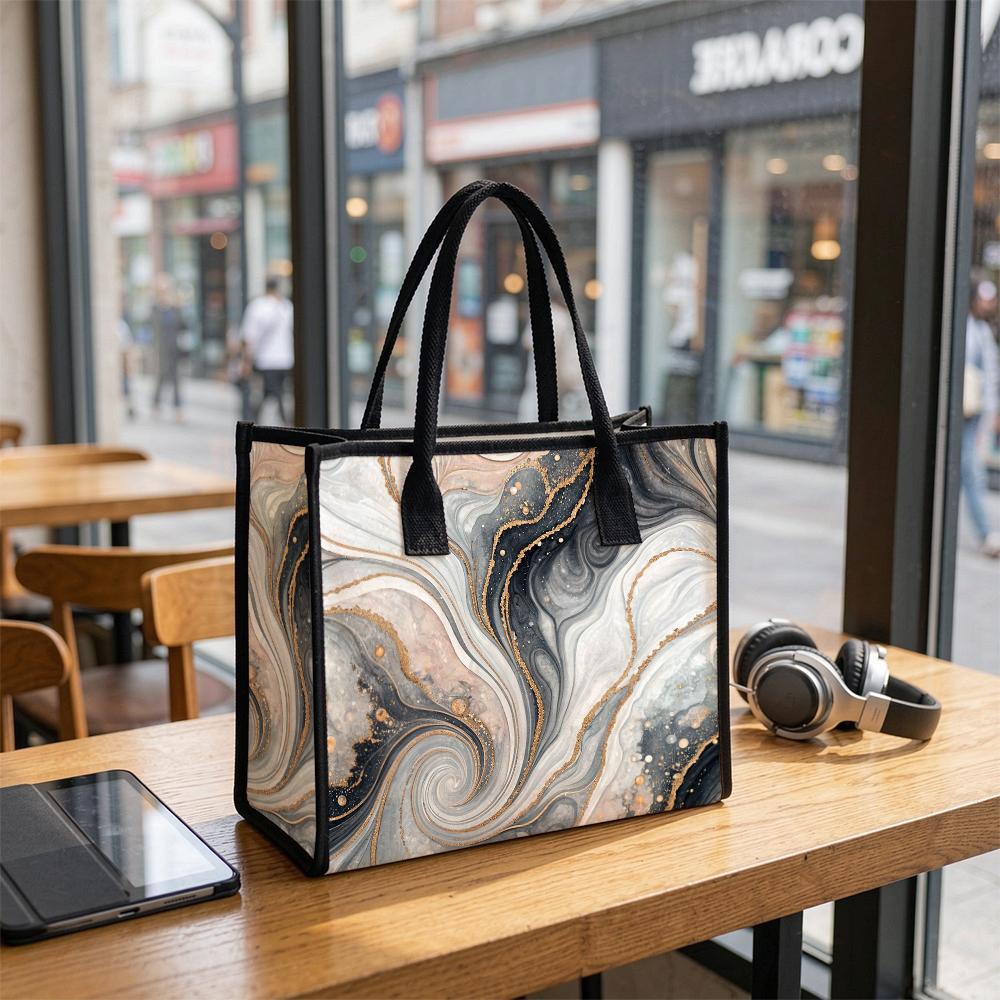 Elegant Marble Pattern Tote Bag for Daily Commute Shopping Outdoor Casual Use Portable Stylish Shoulder Bag for Women