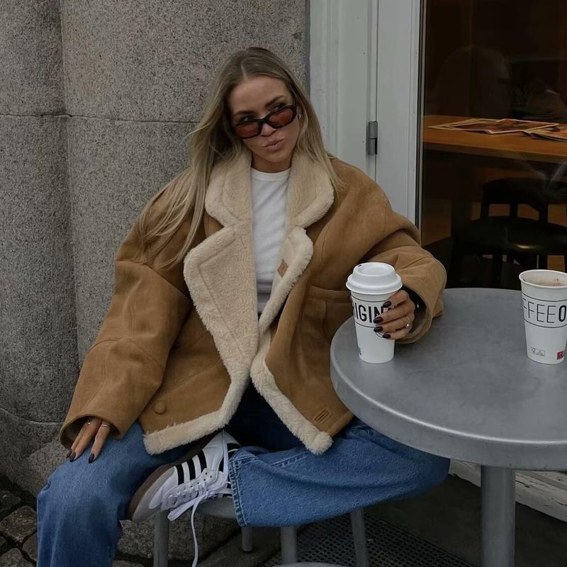 Women Coat Autumn and Winter New Women's Fashion Loose and Warm Retro Lamb Wool Coat