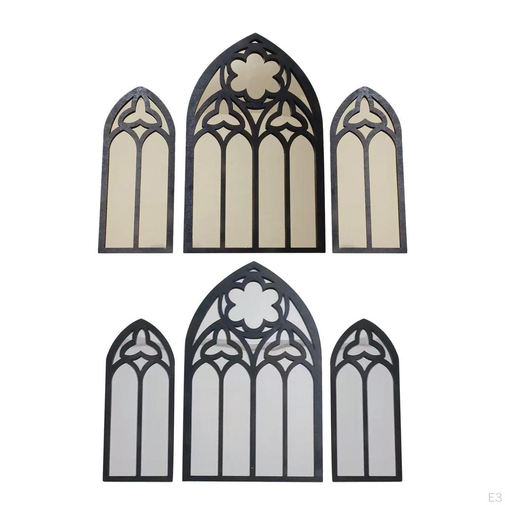 3 Pieces Gothic Mirrors Wall Decor,Decorative Arched Mirrors,Vanity Mirror Tiny for