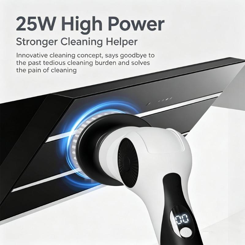 Bathroom Tile Grout Power Scrubber Rechargeable Long Handle Electric Cleaning Brush for Sink and Edge Care Tool