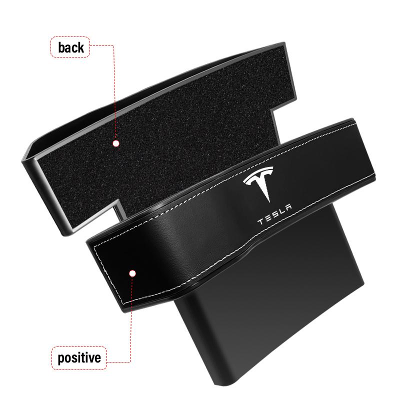 2Pcs Multifunctional Car Seat Crevice Storage Box Seat Gap Slit Pocket Manager For Tesla Model 3 Model S Model X Y Roadster Performance