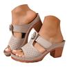 Women'S Chunky Heel Closed Toe Sandals Breathable Openwork Design Rhinestone Thong Sandals For Women Very G Sandals For Women