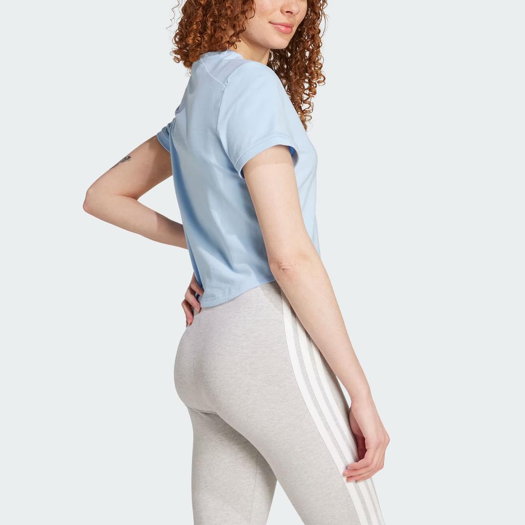 Adidas Sportswear Codes Doodle Graphic Crop Pullover Simple Casual Short Sleeve T-Shirt Women Tops Bright-Blue JX5326