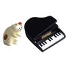 652F Mini Katzen Pianisten Skulpturen Set 2 Stück Katzen und Klavier Miniaturmodelle Ornamente für Auto Armaturenbretter und Bürodekorationen