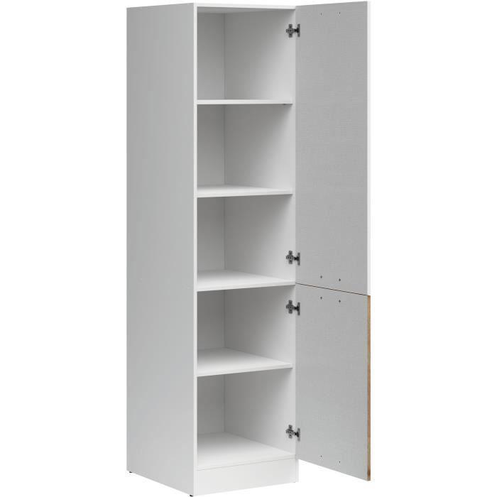 JUNONA Kitchen Column 2 Right-opening Doors - L 50 X H 196 X D 46 Cm - Glossy White