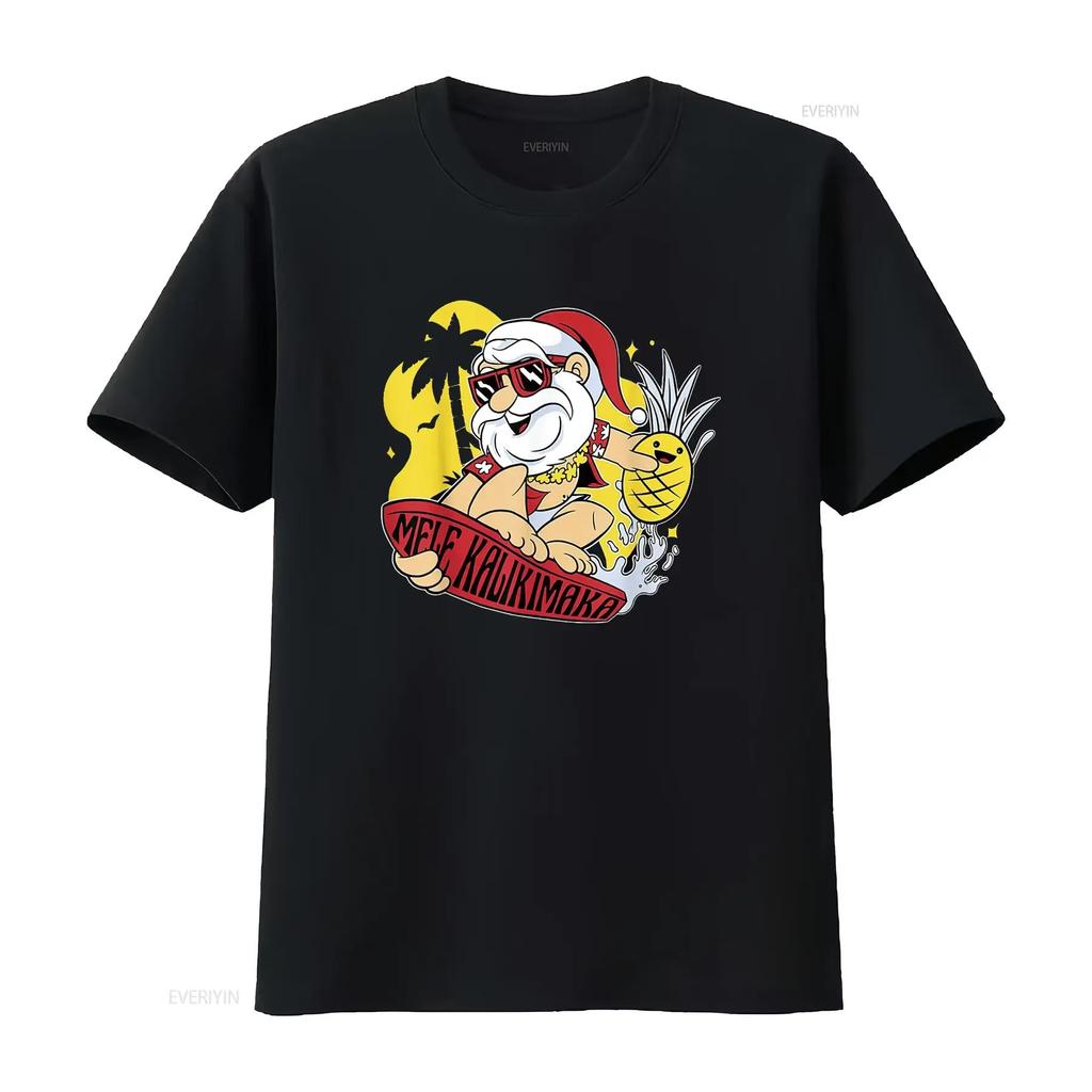 Mele Kalikimaka Santa Hawaiian Christmas In July s T Shirt vintage Washed Breathable Slightly Stylish Top For Everyday Wear