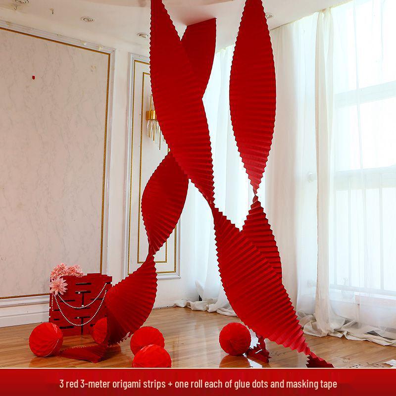 Wedding Origami Wave Festive Decoration Set: Extra Long Pull Flower Strips