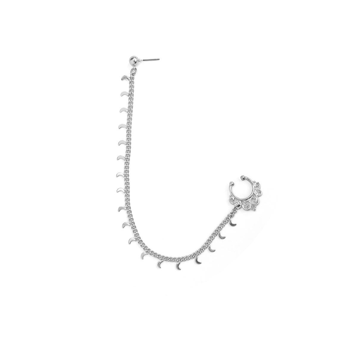 

Украшения, креативные этнические металлические серьги, простая цепочка с лунной бахромой, серьги-пусеты и интегрированная цепочка для пирсинга носа