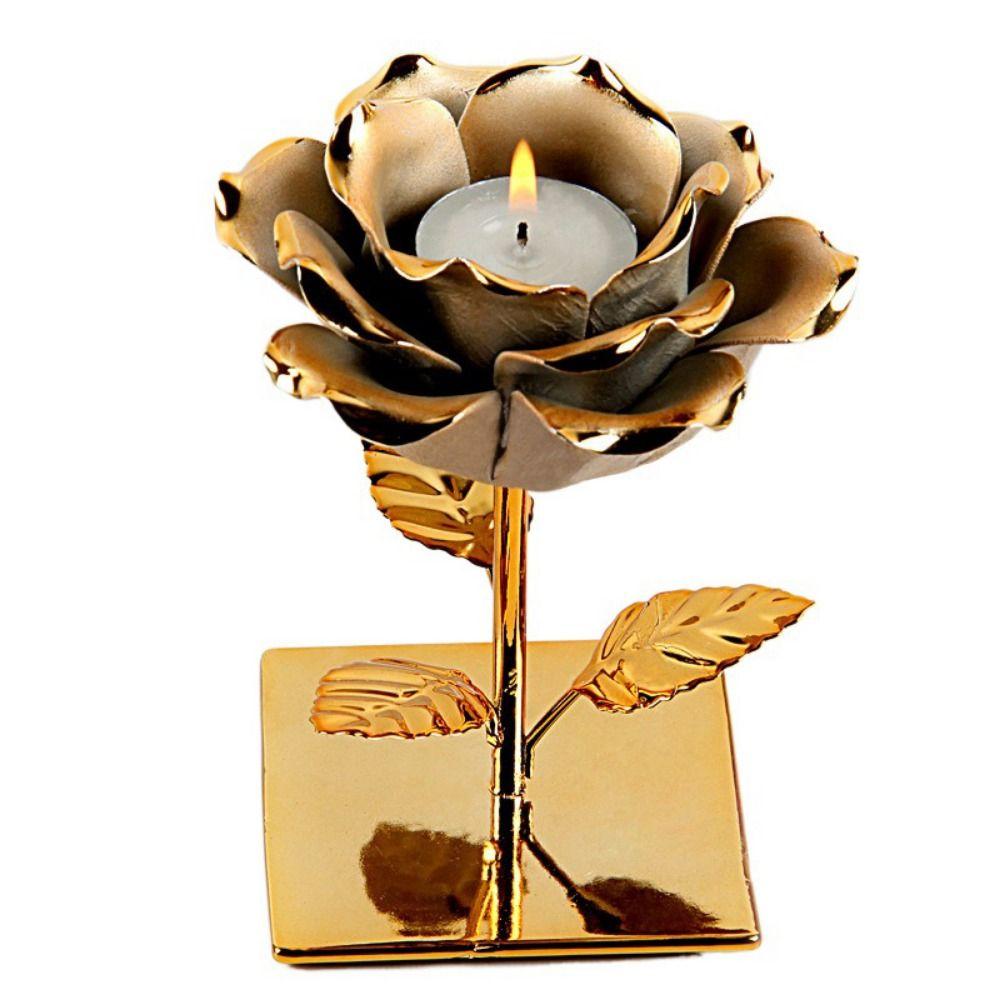 Practical 3D Rose Flower Candlestick Handicraft Simple Lotus Candle Holder Exquisite Emulation Flower Ornaments Wedding Party
