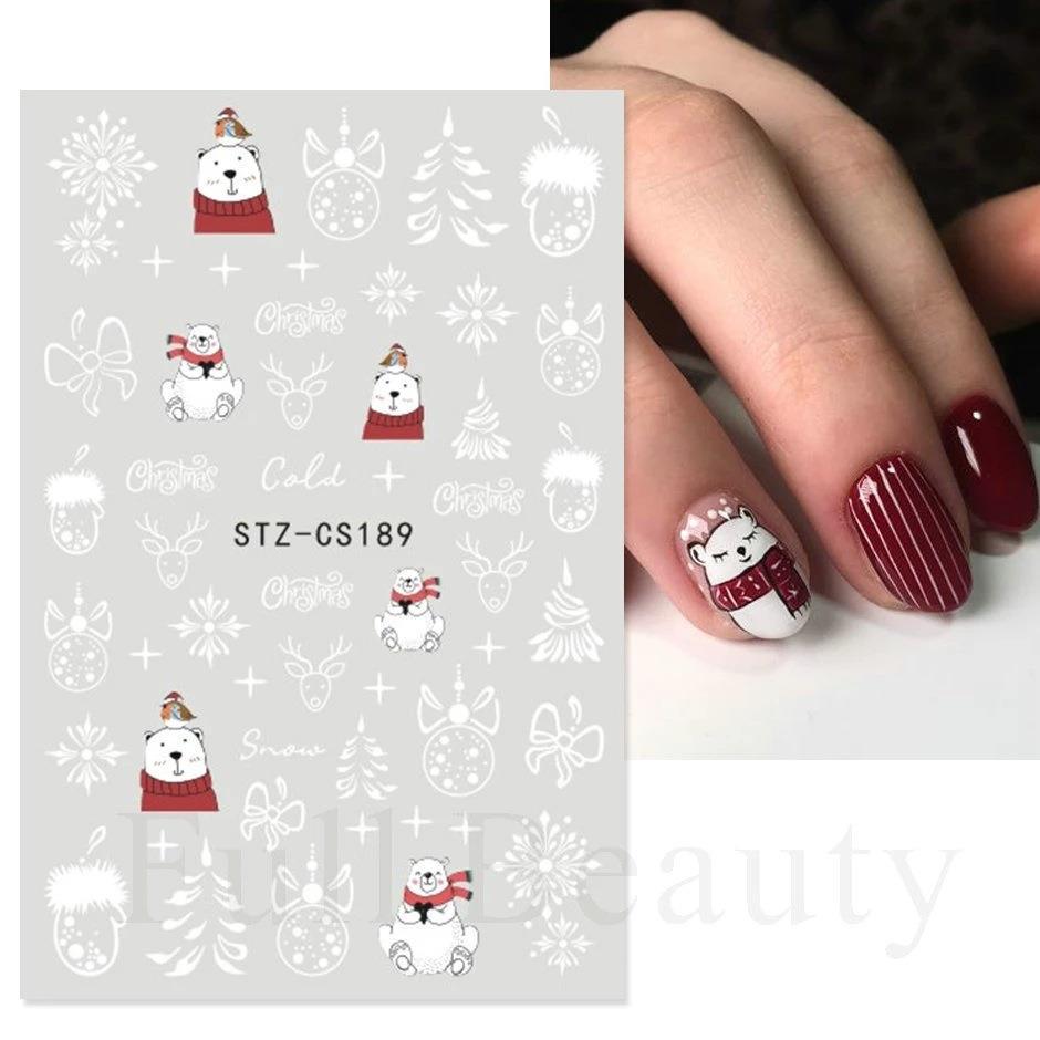 Source Nail Art Stickers, Christmas Gingerbread Man Snowflake Bow Light Strip Snowman Cartoon Nail Stickers
