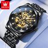 OLEVS G9901 Men's Automatic Mechanical Watch Stainless Steel Bezel Luminous Waterproof Classic Black Band Black Dial