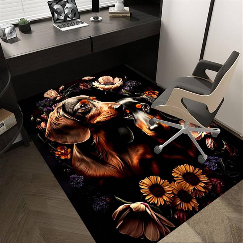 

1PC Dachshund Flowers Anti-slip carpet, suitable for Office, bedroomand playrooms. It can also be used as a sofa footrest cover-R34 60cm by 90cm