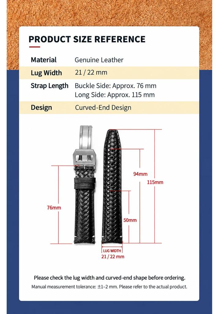 FOR IWC Watch Strap Knit Pattern Curved End Replacement Band for Portugieser Chronograph Portugieser 7 Portofino Pilot Watch