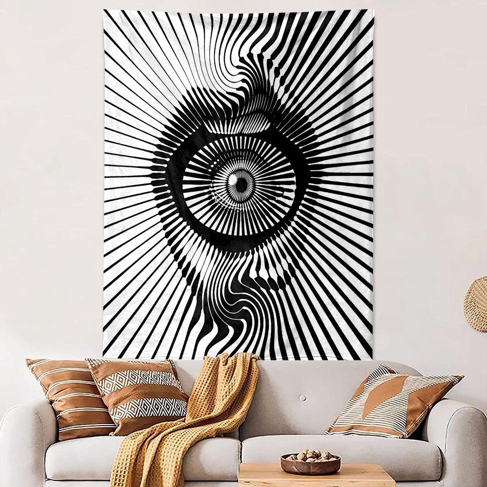 Hypnotic Eye Optical Illusion Artwork Patterned Tapestry Decorative Wall Hanging, Home Bedroom Living Room Decor